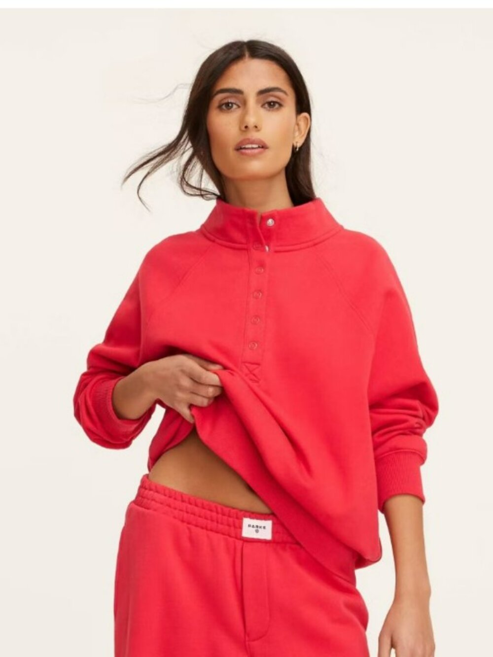 Parke x Target XXS/XS Snap Mockneck Popover Sweatshirt Red Extra Small